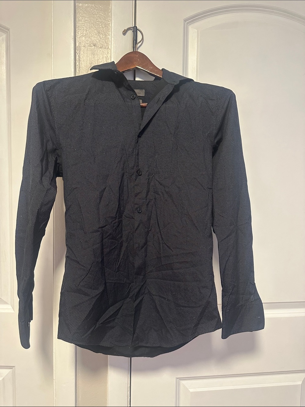 Calvin Klein Boys slim fit Black Microdot Button-Down Shirt